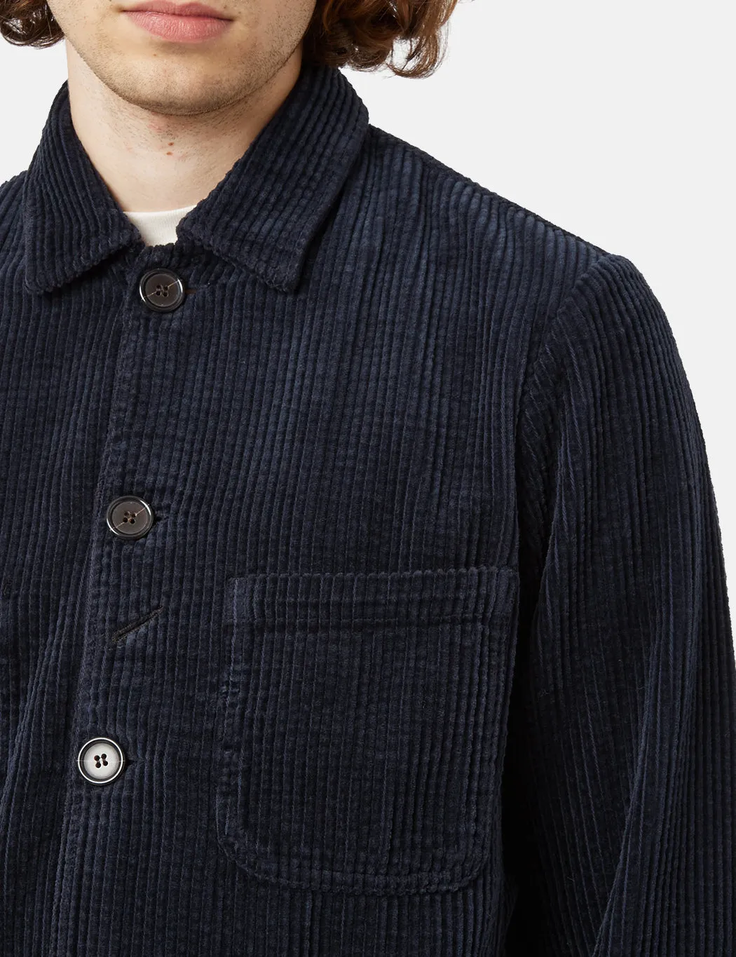 Universal Works Bakers Jacket (Cord) - Navy Blue