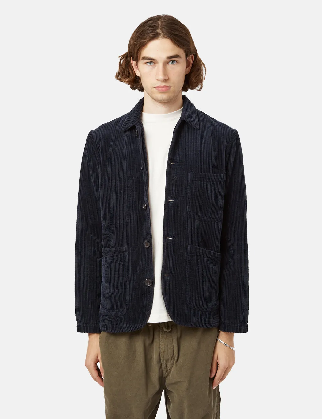 Universal Works Bakers Jacket (Cord) - Navy Blue