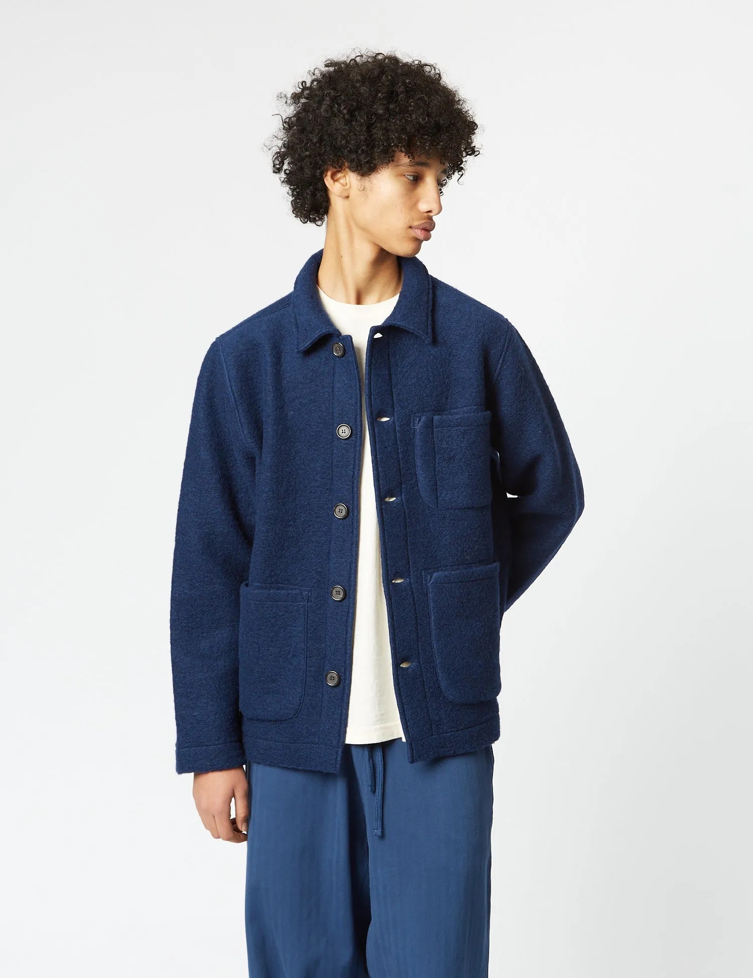 Universal Works Field Jacket (Wool) - Indigo Blue