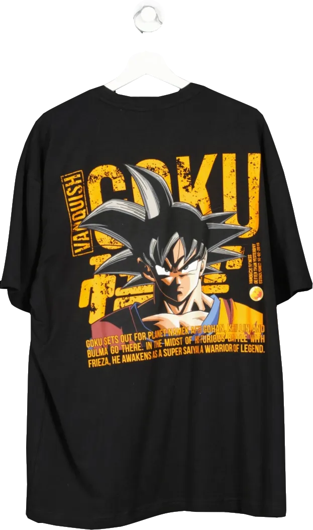 Vanquish Black Dbz Goku Distressed Print T Shirt UK L