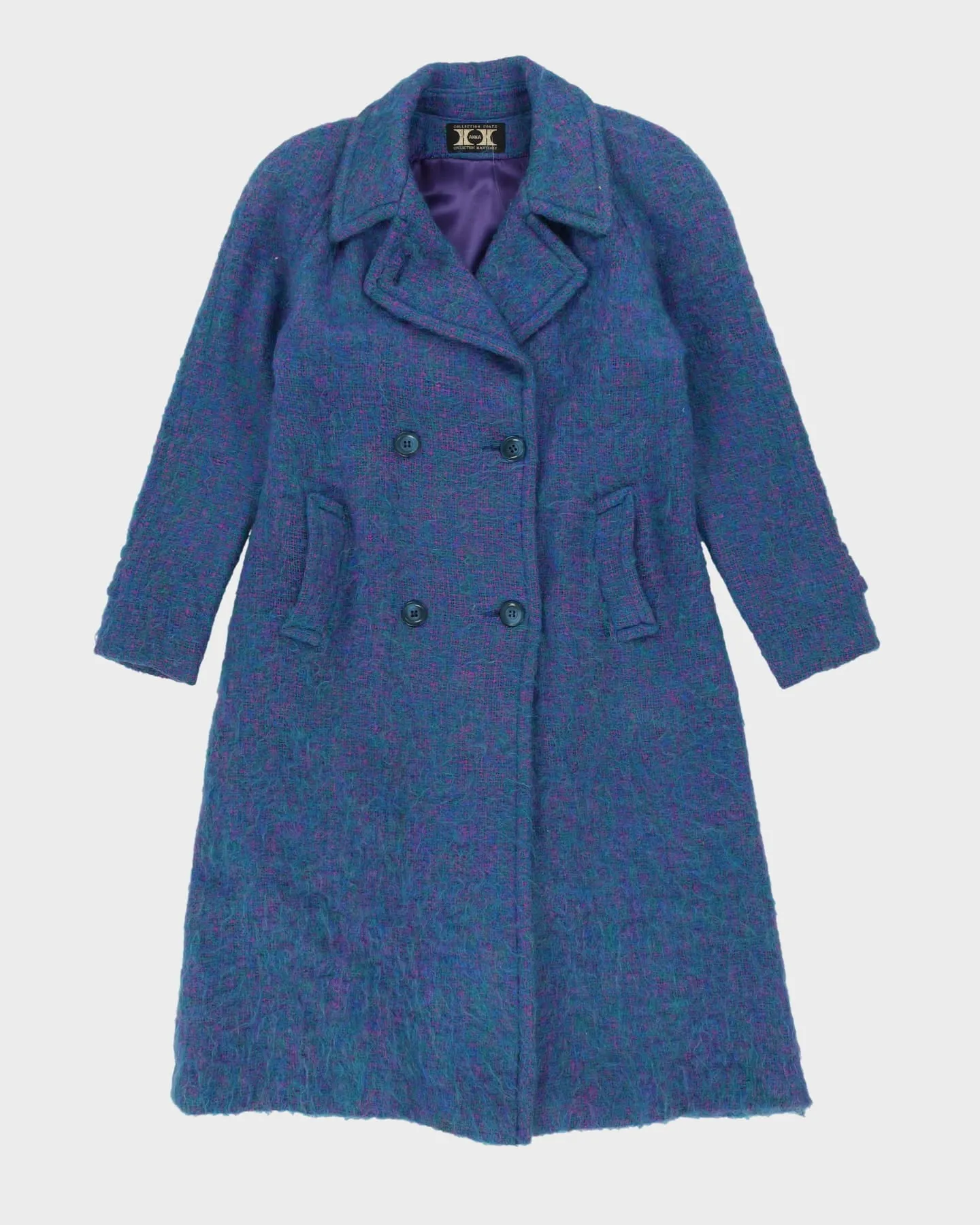 Vintage 1980s Blue Mohair Overcoat - S