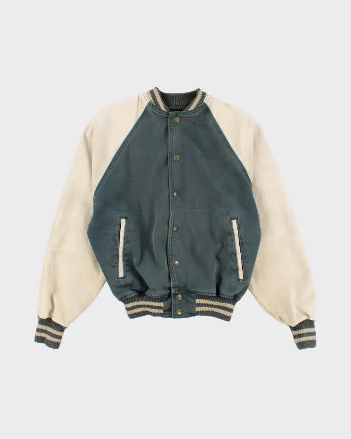 Vintage 90s Denim Varsity Style Bomber - XS