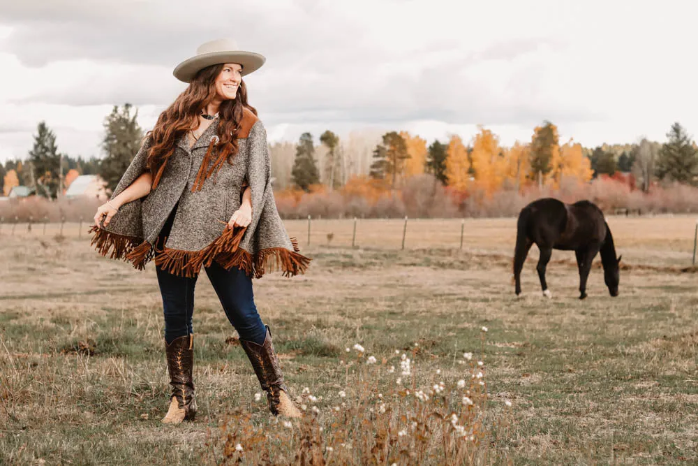 Vintage Pioneer Wear Wool and Leather Fringe Western Cape