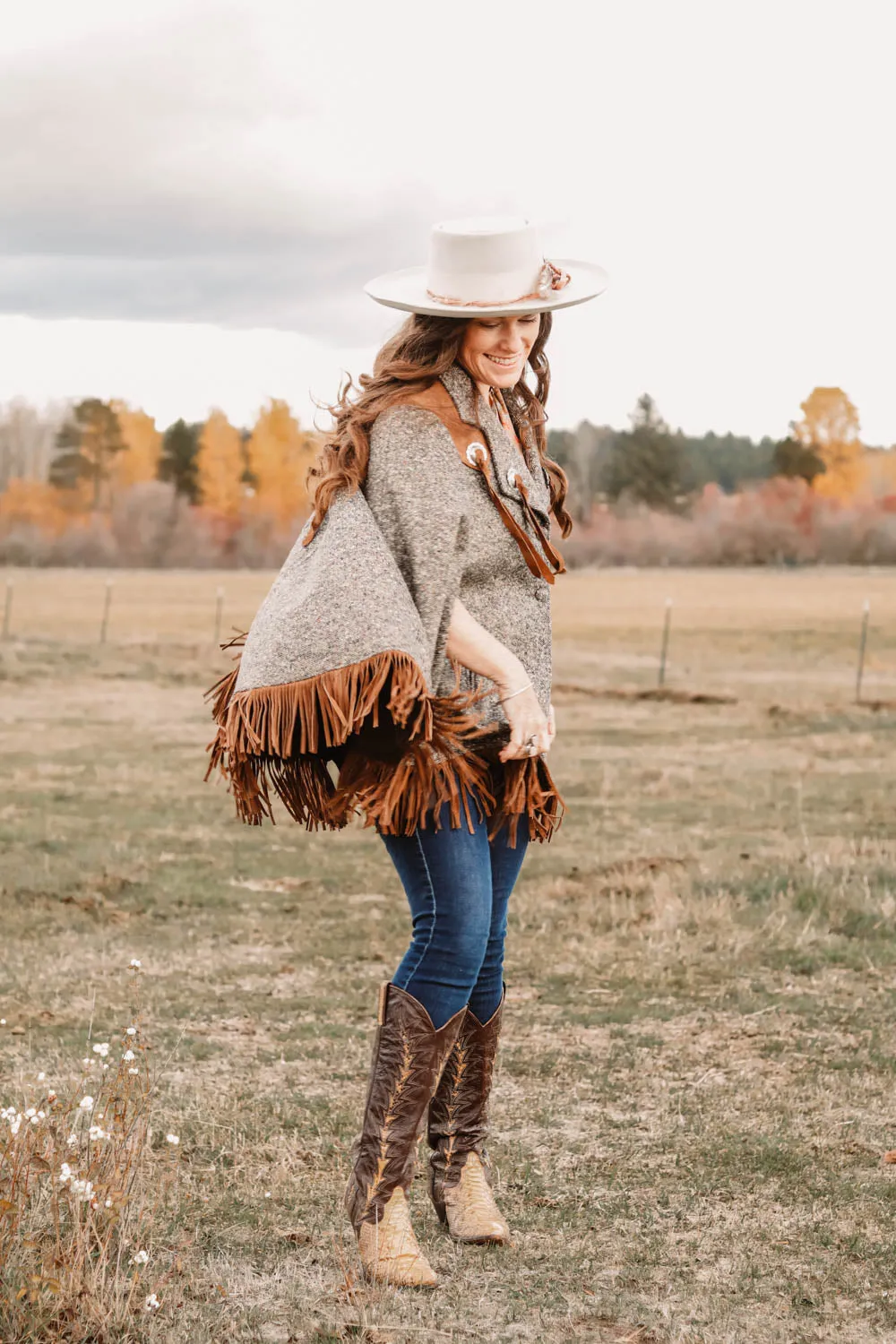 Vintage Pioneer Wear Wool and Leather Fringe Western Cape