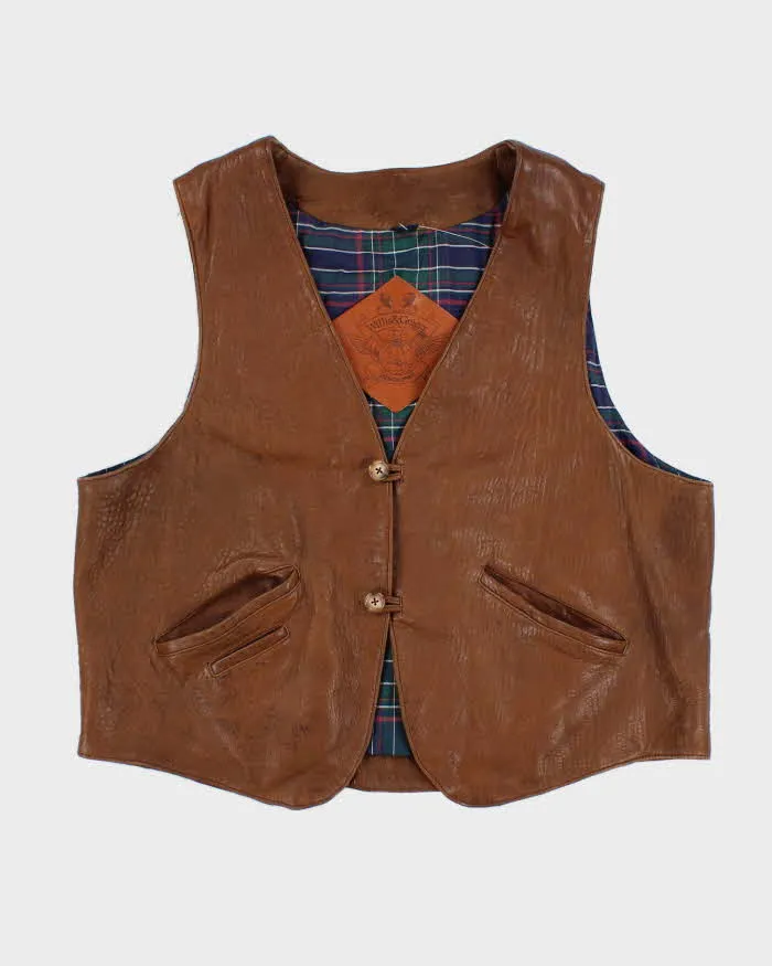 Vintage Willis & Geiger Brown Leather Hunting Vest - L