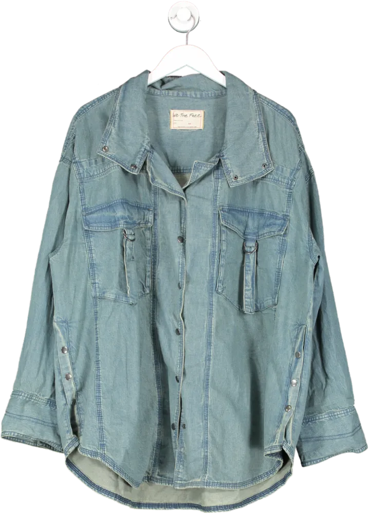 We The Free Blue Overnight Denim Shirt UK XL