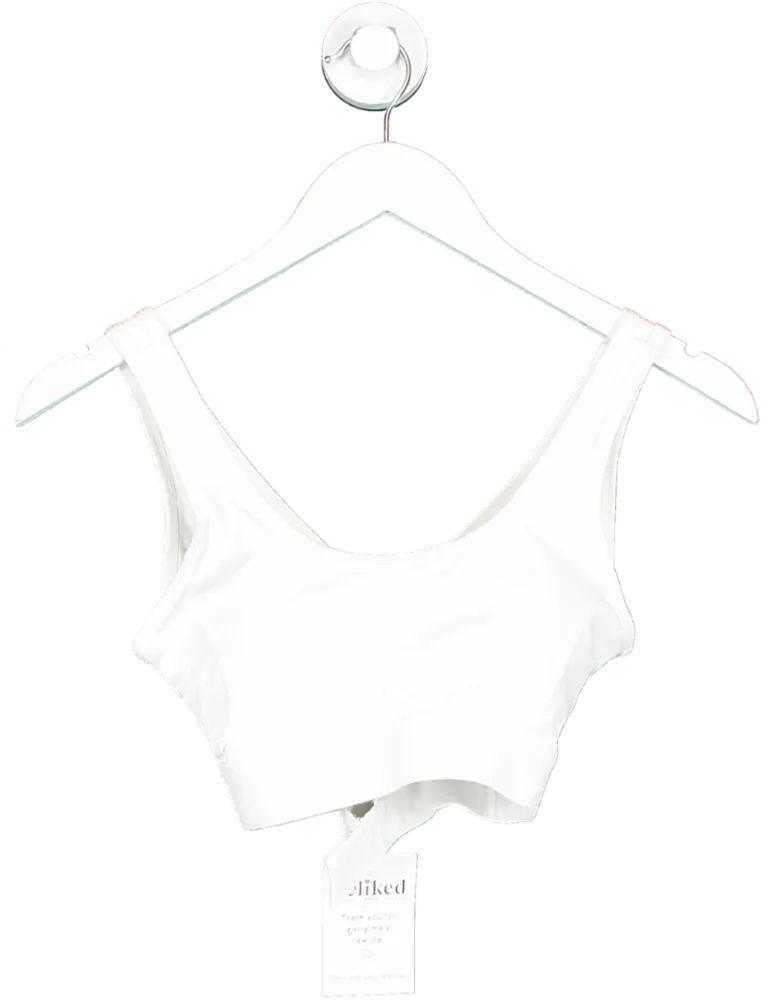 White Cross Back Sports Bra UK S