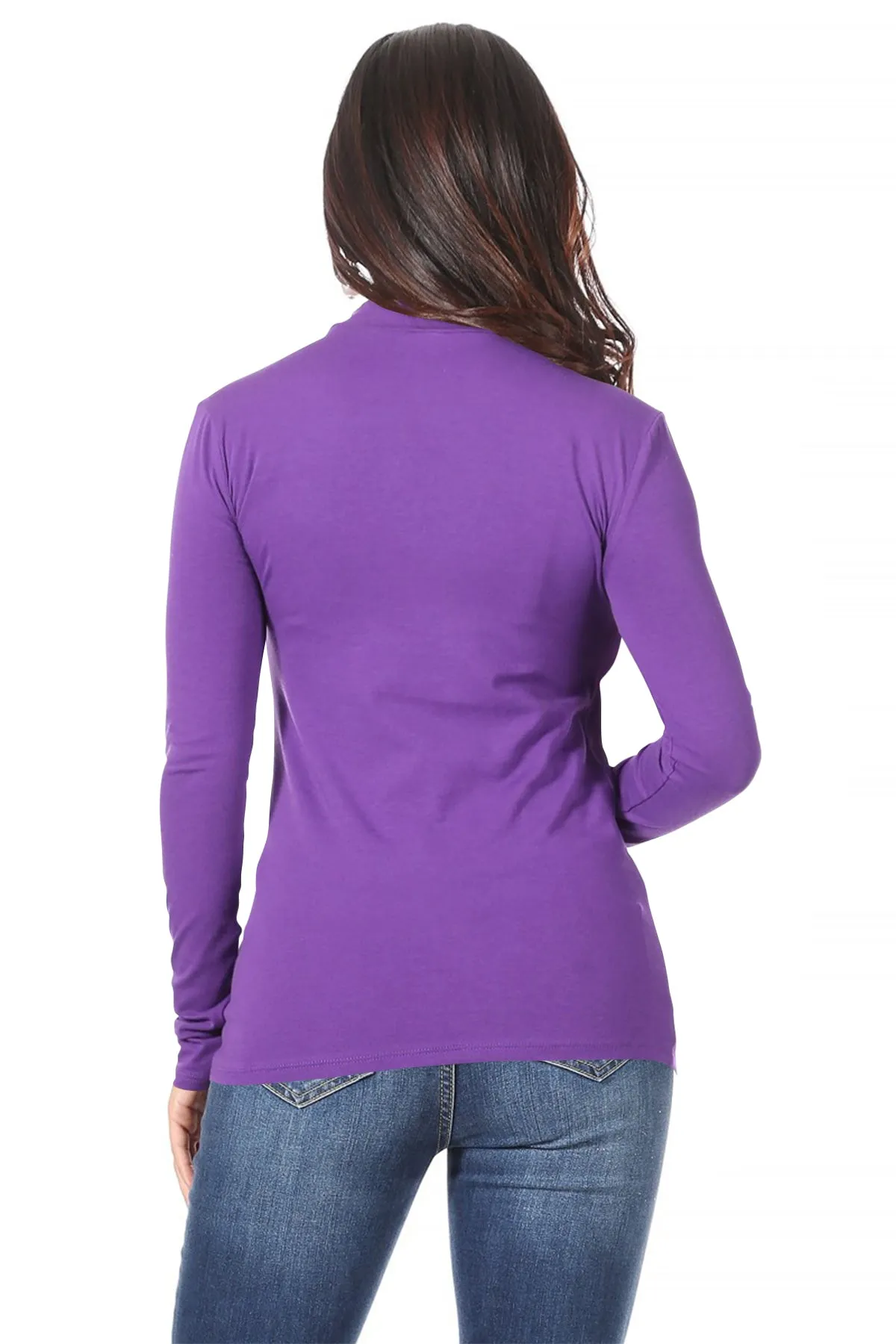 Women's Casual Solid Mock Neck Long Sleeve T-Shirt Top