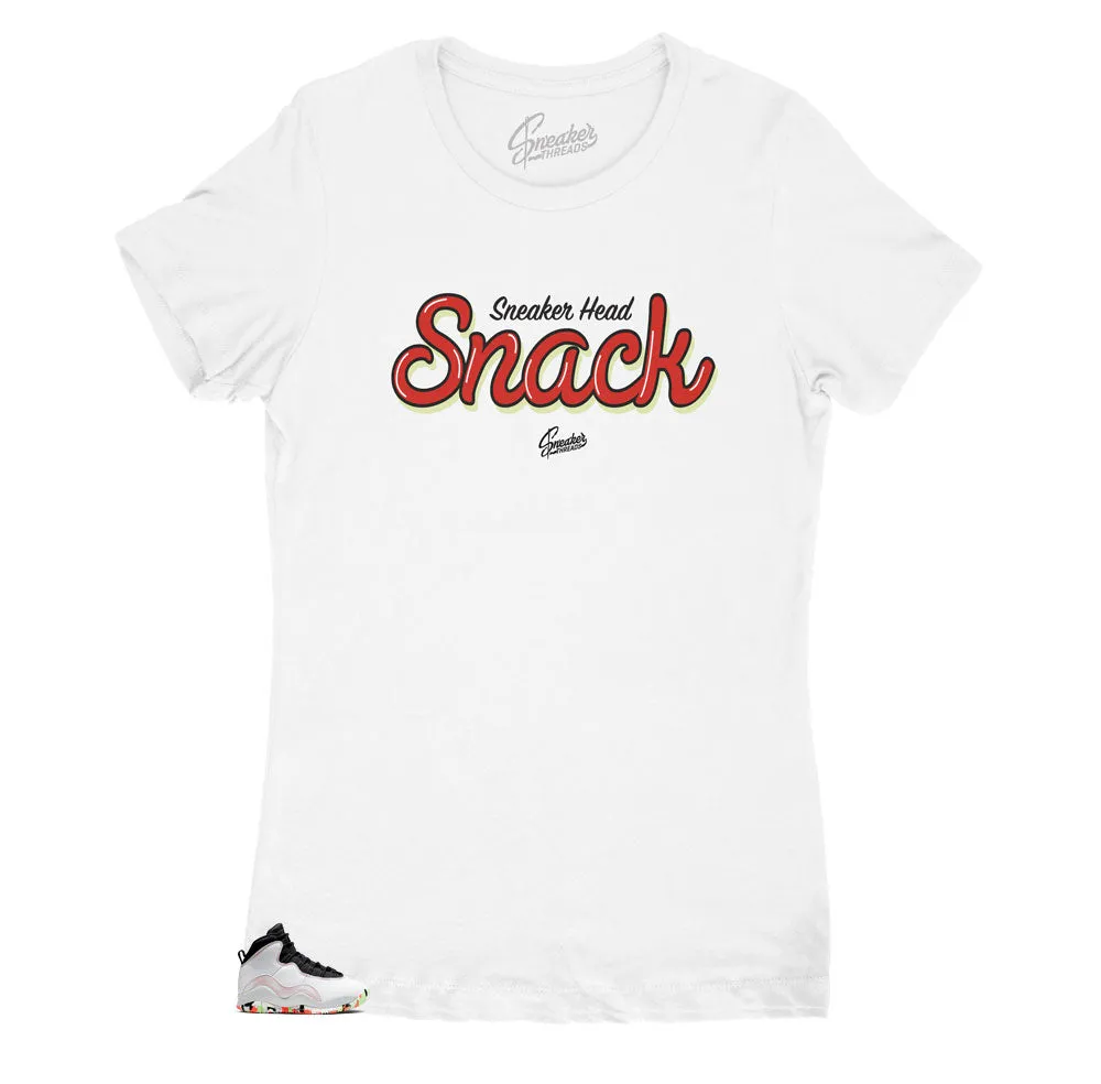 Women's Retro 10 Ember Glow Shirt - Snack - White